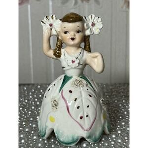 SONSCO NAPCO PORCELAIN BELL FIGURINE HULA GIRL 1950’S 4"H JAPAN